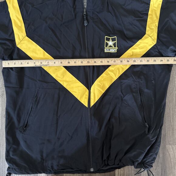 Vintage 90’s US Army Zip Up Windbreaker Track Jacket Black/yellow Large Long - Picture 4 of 7